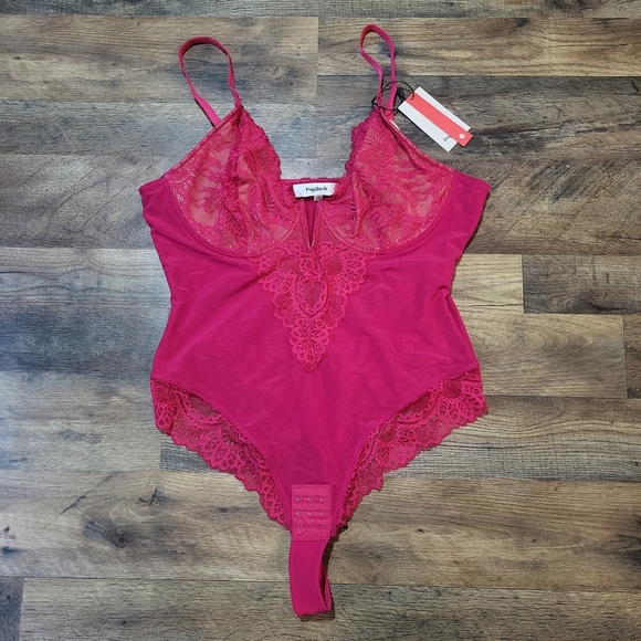 Popilush Pink Lace Shapewear Tummy Control Corset Bodysuit Size 2XL - Picture 5 of 11